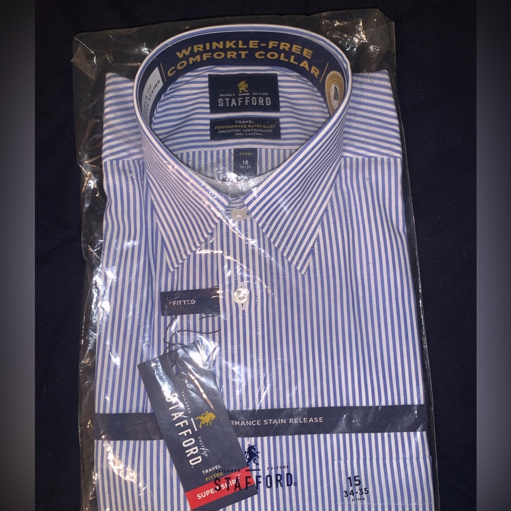 Stafford Mens Fitted Striped Button Down